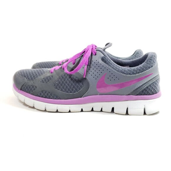 Nike Flex Womens Size 9 Running Shoes Gray & Pink Lightweight Mesh - Picture 3 of 9